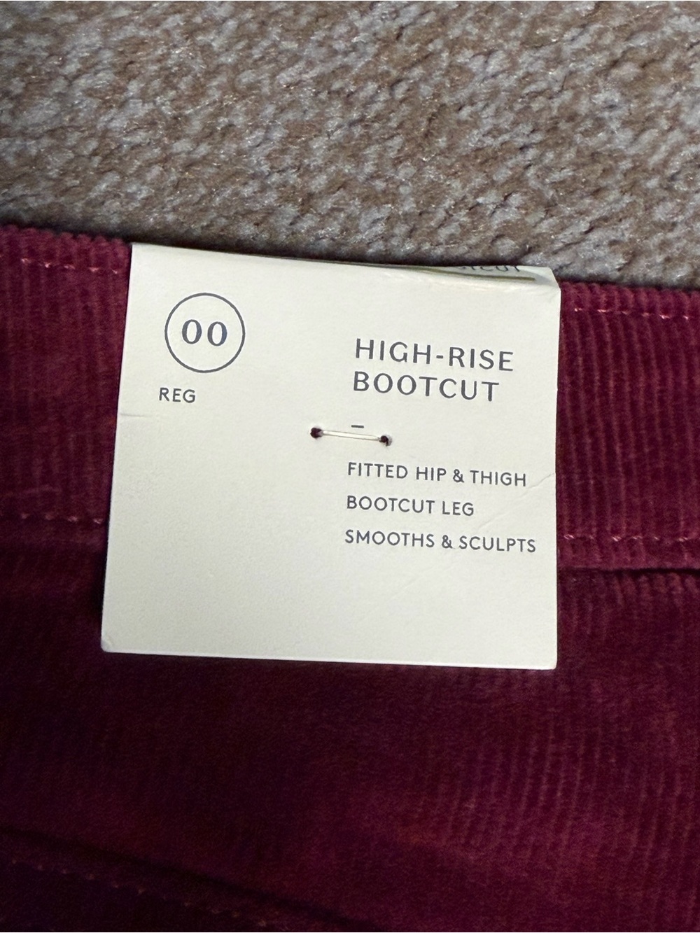 Universal Thread High Rise Bootcut Corduroy Pants Burgundy 00/24R NWT - Picture 6 of 11